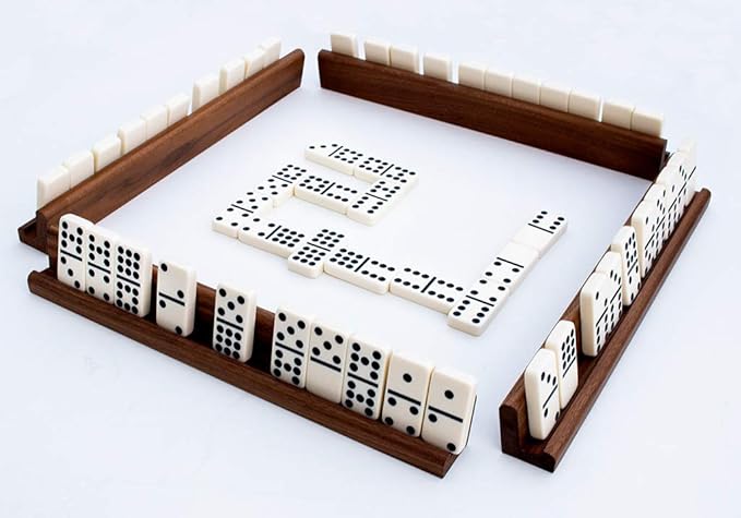 Easy-View Domino Racks for Maximum Visibility and Ease in organizing Your Hand. Solid American Black Walnut