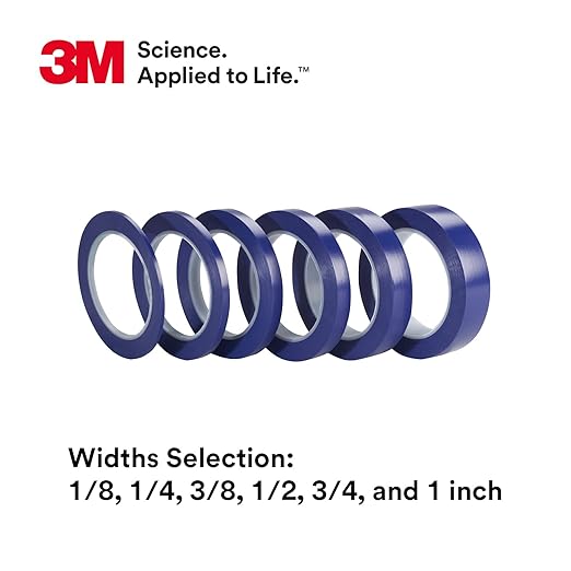 3M Vinyl Tape 471+, 1 in x 36 yd, Indigo, 1 Roll, Fine Line Tape for Paint Masking Striping, Color Separation and Complex Designs, High-Temperature, Stretch