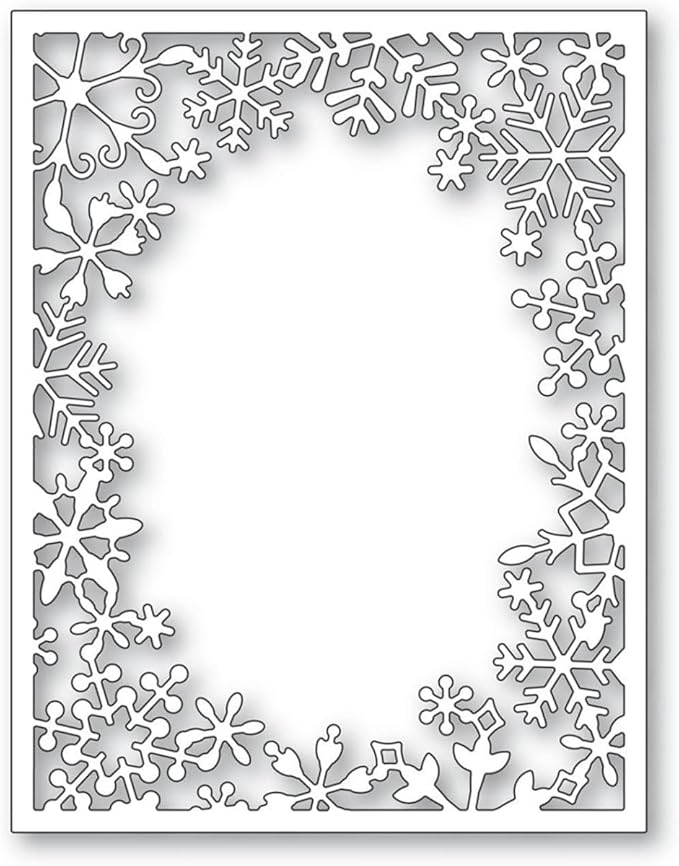 Mvchifay Cutting Dies Happy Birthday Metal Stencils Scrapbooking Tool DIY Emboss Paper Card Making (Snowflake Frame-11x14cm)
