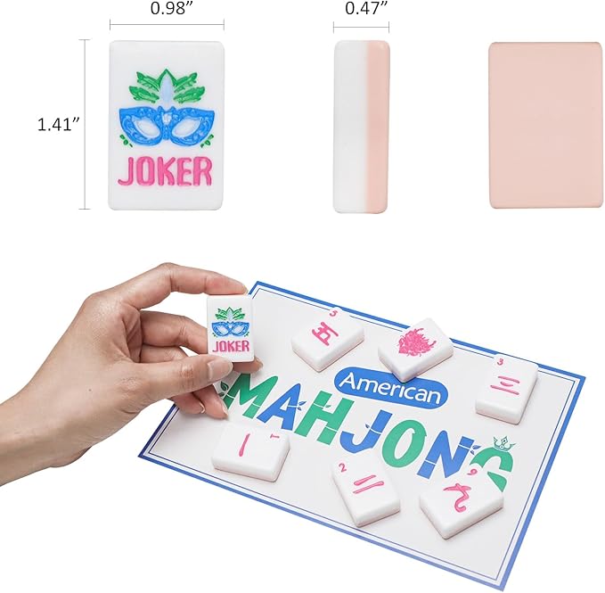 American Mahjong Tile Set, 160 Acrylic Engraved Mahjong Tiles with Carrying Bag and Accessories