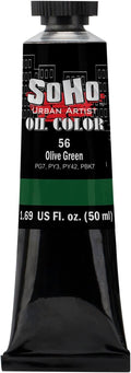 Soho Urban Artist Oil Paint - Olive Green, 50 ml Tube - Best Valued Oil Colors for Painting, Excellent Pigment Load