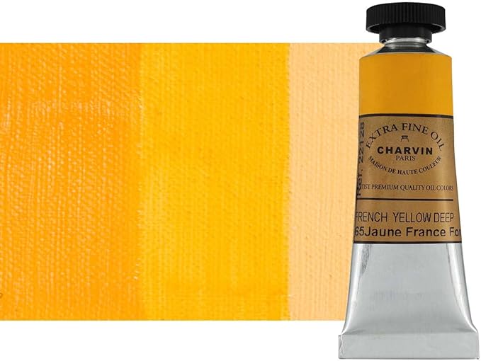 Charvin Extra Fine Oil Paint, French Yellow Deep 20 mL - Triple-Milled, Rich Texture, Poppy Oil-Based, Light-Fast, Handmade, Archival Quality