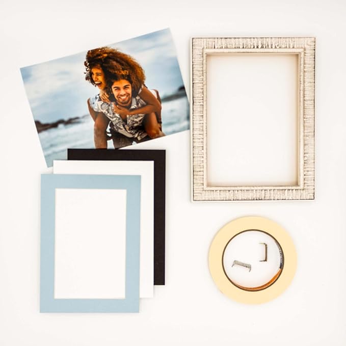 Pack of 25 Acid Free 8.5x11 Mats Bevel Cut for 7x9 Photos - Baby Blue Precut Matboards With Backing Boards and Clear Photo Mat Bags For Pictures, Photos, Framing - 4-ply Thickness