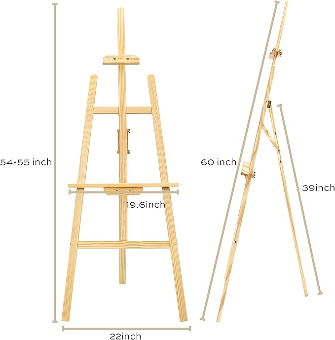 Wooden Easel Stand for Painting, 45" Adjustable Height Folding Art Easel for Canvas, Drawing, Wedding Signs & Posters, Ideal for Adults, Artists, Beginners, Students & Kids