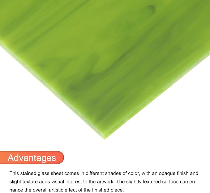 MECCANIXITY 2 Pcs Stained Glass Sheet Mosaic Tile 7.9 Inch x 5.9 Inch Green Stained Glass Sheets for Crafts DIY Art Project