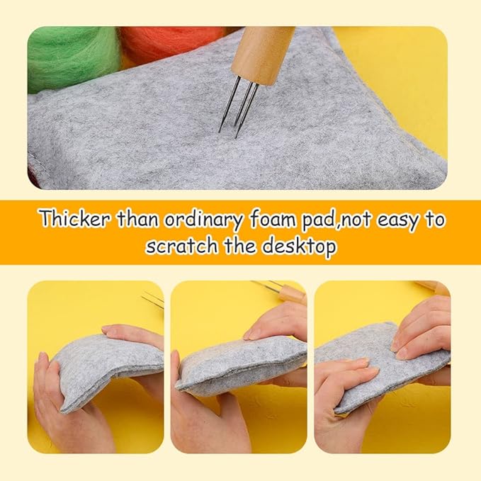 WONVOC Needle Felting Pad, Felting Kit, Needle Felting Mat and Felting Needles with Wooden Handle Holder,Needles Felting Tools for Wool Craft Project