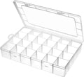 Large 24 Grids Plastic Organizer Box Adjustable Dividers,Clear Storage Box for Jewelry, Art DIY Crafts, Washi Tapes, Beads and Small Parts