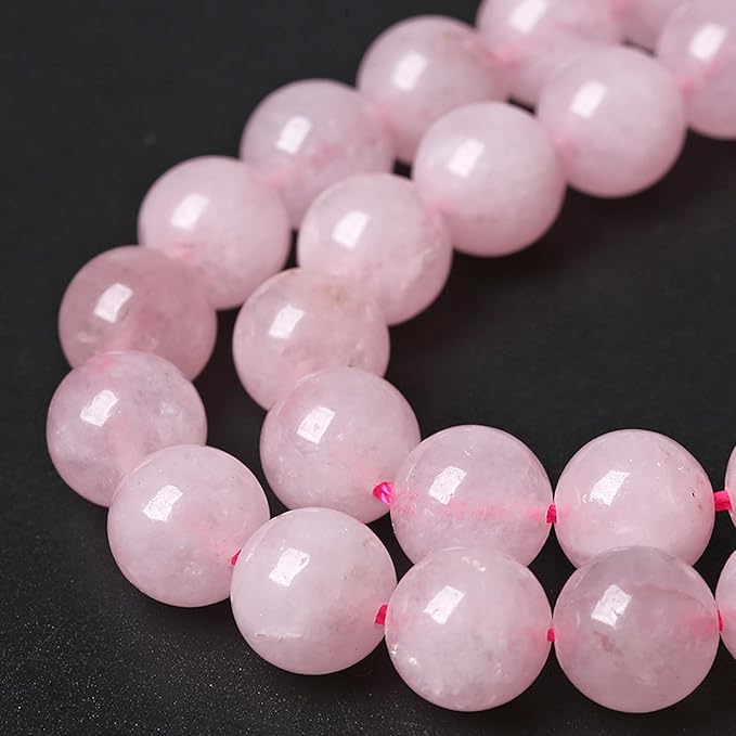 32pcs 12MM Natural Rose Quartz Stone Energy Healing Beads Round Loose Beads for Jewelry Making Bracelet Necklaces 1 Strands 15"