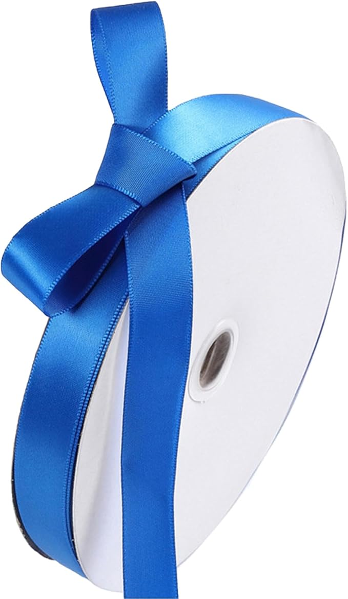5/8" x 100 Yards Royal Blue Polyester Satin Ribbon Single Faced Bulk Fabric Ribbons for Gift Wrapping, Crafting, Bows Making, Sewing, Wedding, Home Decor