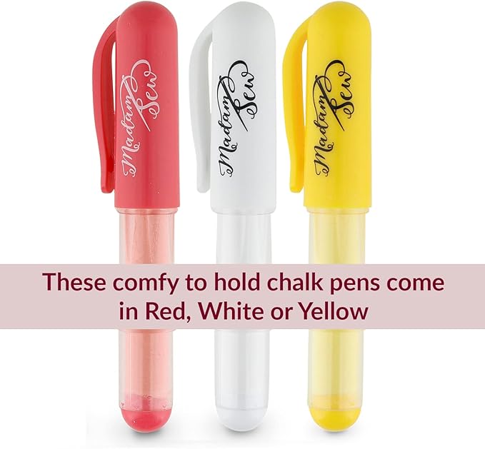 Madam Sew Fabric Chalk Markers for Sewing & Quilting | Refillable Tailors Chalk for Fabric Marking with Dosing Wheel | Ideal for Marking on Cotton, Knit, Suede [Red]