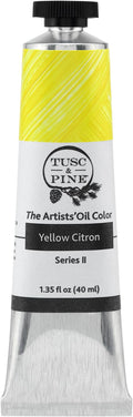 Tusc & Pine Artist Oil Paint - Yellow Citron, 40 ml, Non-Yellowing, Rich & Creamy Consistency, Maximum Pigment Load, Small Batch Milled Oil Paints Made in the USA for Professional Artists