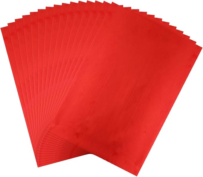 Briartw 20x29cm Hot Foil Paper 50 Sheets Pack Toner Reactive Foil Hot Stamping Foil Paper by Laser Printer and Laminator for Scrapbooking Craft Cardmaking DIY Album (Red, 50 Sheets)