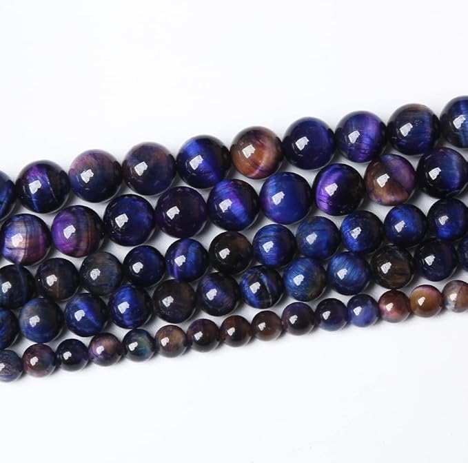 90PCS 8mm AAA Natural Tiger Eye Stone Beads Gemstone Round Spacer Loose Beads for Jewelry Making DIY Bracelet,Necklace, Earrings 2 Strand 32"