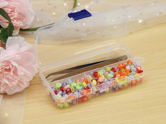 20 packs Plastic Organizer Box 10 Grids Clear Storage Container Jewelry Case with Fixed Dividers for Beads Art DIY Crafts Jewelry Fishing Tackles (20pcs 10 Grids Box)