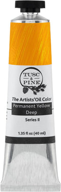 Tusc & Pine Artist Oil Paint - Permanent Yellow Deep, 40 ml, Non-Yellowing, Rich & Creamy Consistency, Maximum Pigment Load, Small Batch Milled Oil Paints Made in the USA for Professional Artists