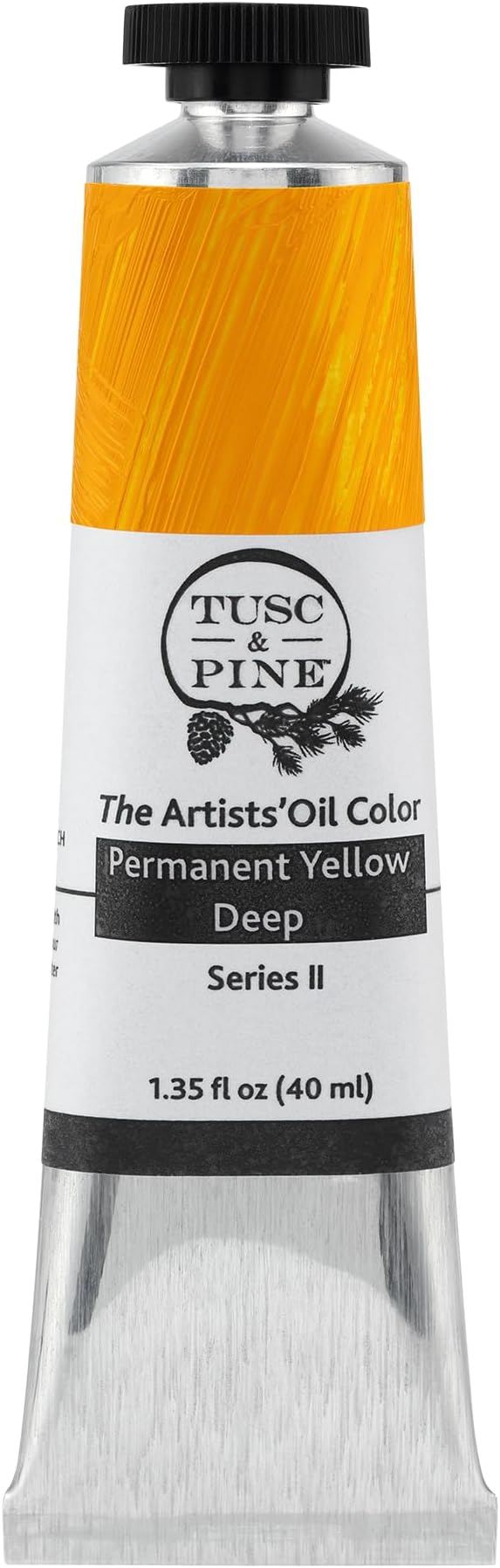 Tusc & Pine Artist Oil Paint - Permanent Yellow Deep, 40 ml, Non-Yellowing, Rich & Creamy Consistency, Maximum Pigment Load, Small Batch Milled Oil Paints Made in the USA for Professional Artists