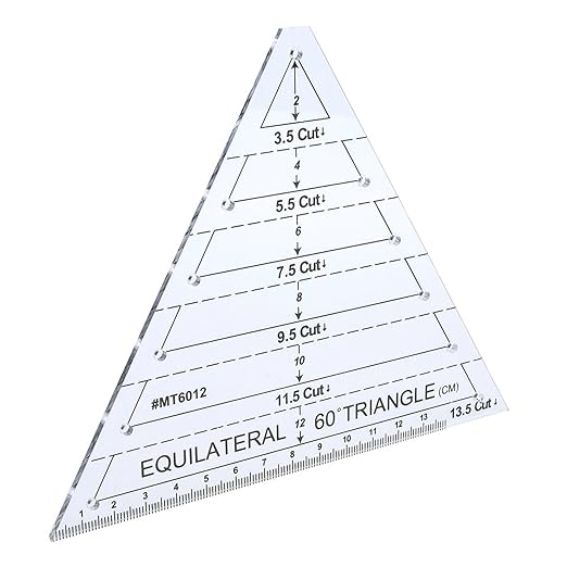 60 Degree Triangle Ruler for Quilting, 6.54 * 6.19in Triangle Quilting Ruler, Triangle Quilting Ruler Transparent for Sewing Cut Measurement DIY Tools