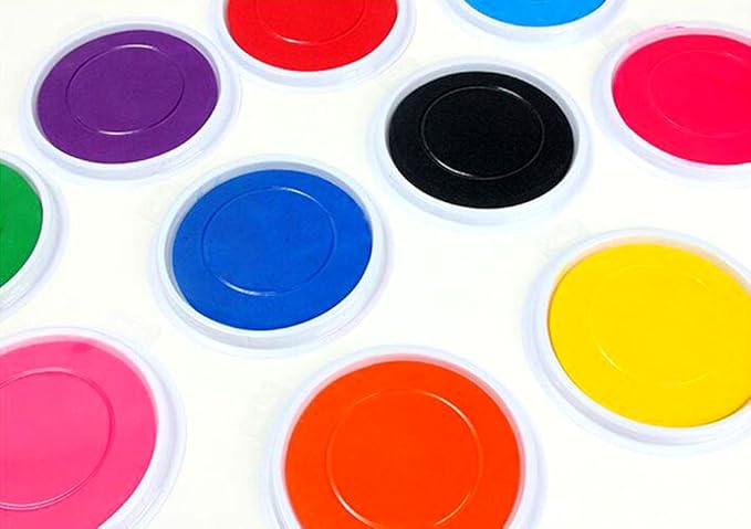 Myboree Washable Large Ink Pads for Kids Crafts Projects Rubber Stamps 12 Colors