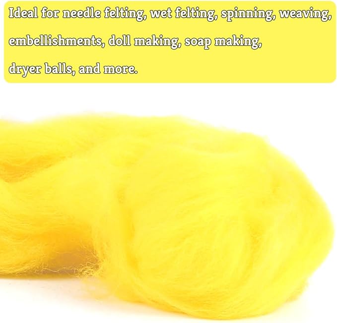 Wool Roving Bulk - 8.82oz Super Wool Chunky Yarn, Wool Roving Top for Needle Felting, Soft Felting Wool Supplies for Hand Spinning, Blending, Weaving and DIY Craft