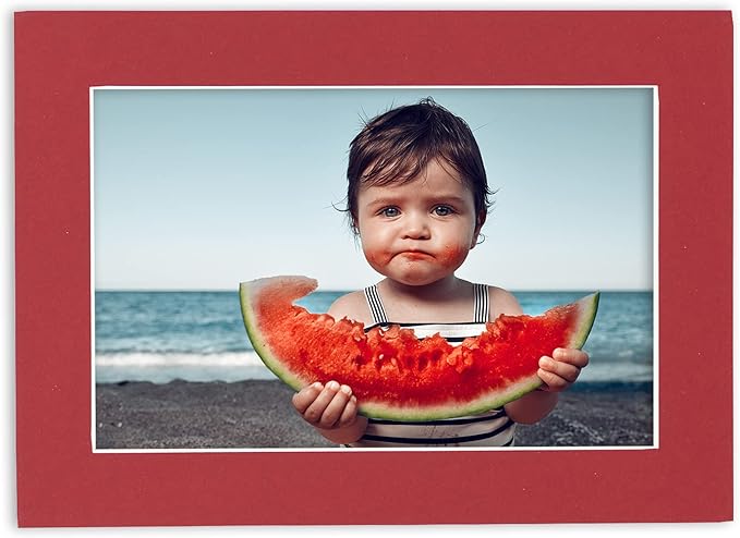 5.5x8.5 Mat for 8.5x11 Frame - Precut Mat Board Acid-Free Deep Red 5.5x8.5 Photo Matte For a 8.5x11 Picture Frame, Premium Matboard for Family Photos, Show Kits, Art, Picture Framing, Pack of 10 Mats