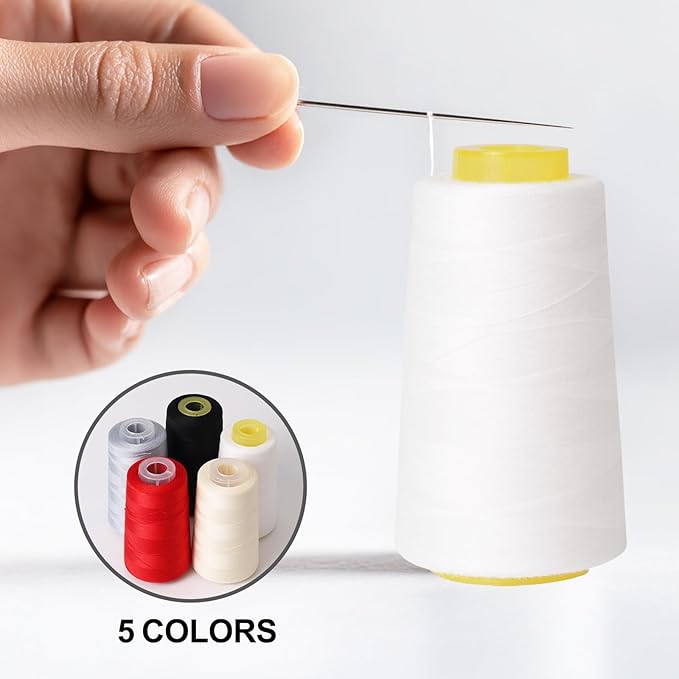Sewing Thread Cone Set, 3 Pack Serger Thread, 3000 Yards Each, All Purpose Thread for Sewing, Quilting, Machines, Overlock, Merrow & Hand Embroidery (Grey*3)