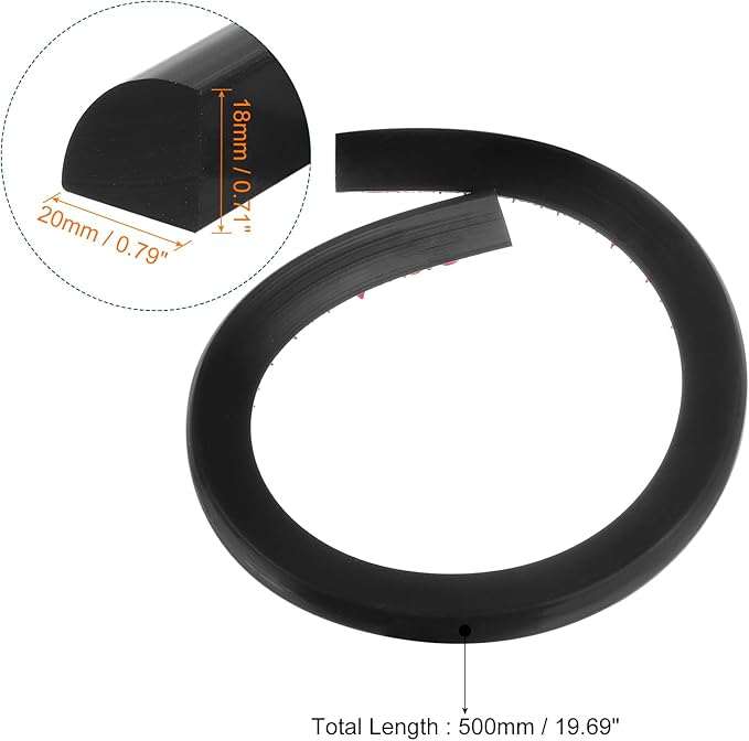 uxcell Flexible Molding Trim, 20 Inch Flexible Quarter Round Molding Silicone Peel and Stick Trim Self Adhesive Shower Water Barrier for Corner Decor Bathroom Kitchen, Black