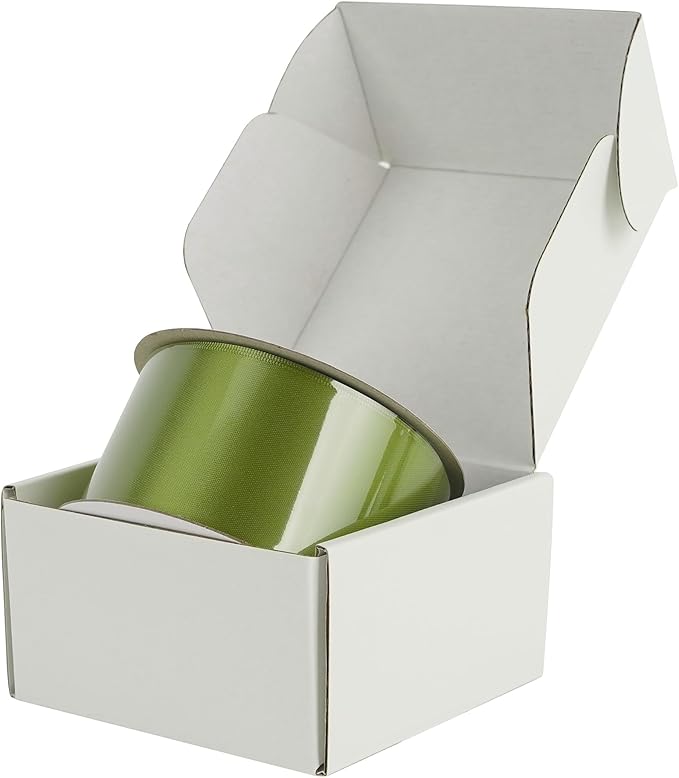 HUIHUANG Olive Green Ribbon 2 inch Wide Double Faced Satin Ribbon Green Ribbon for Gift Wrapping, Bows Making, Flower Bouquet, DIY Crafts, Bridal Shower, Holiday Party Decor -25 Yards/Roll