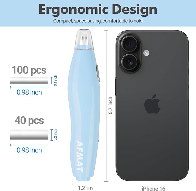 AFMAT EE04BL Electric Eraser, with 140 Refills, Rechargeable Pencil Eraser for Artist, Electric Erasers for Drafting, Drawing, Painting, Sketching, Architectural Plans, Detailer Tool-Light Blue