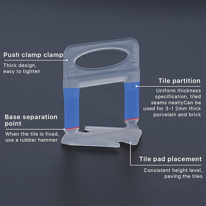 Tile Leveling System Clips Spacers Tile Leveler Clips DIY Tile Leveler Spacers 4200 Pcs 1/8" (3mm) for Professional Ceramic Tile and Stone Installation (4200 1/8")