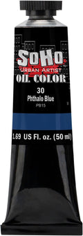 Soho Urban Artist Oil Paint - Phthalo Blue, 50 ml Tube - Best Valued Oil Colors for Painting, Excellent Pigment Load