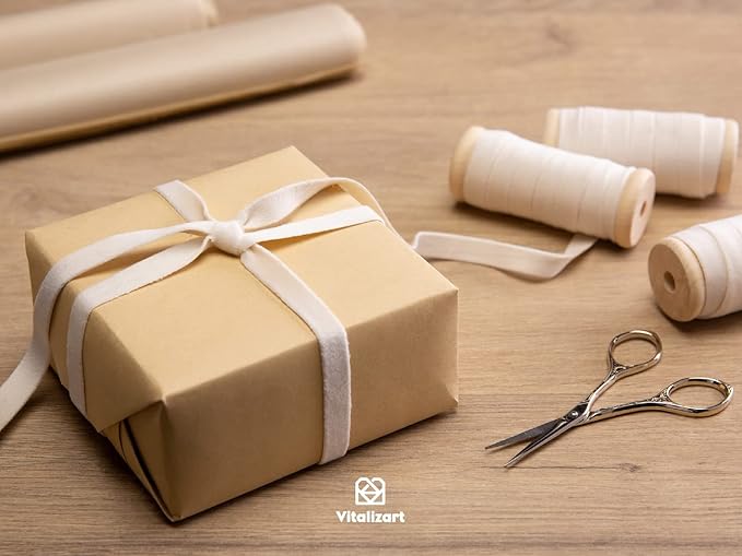 Vitalizart Ivory Velvet Ribbon Set 3/8" x 15 Yd Wooden Spool Fabric Trim 3 Rolls * 5 Yd for Christmas Wreath Decoration Handmade Craft Ornaments Gift Wrapping & Bow Making