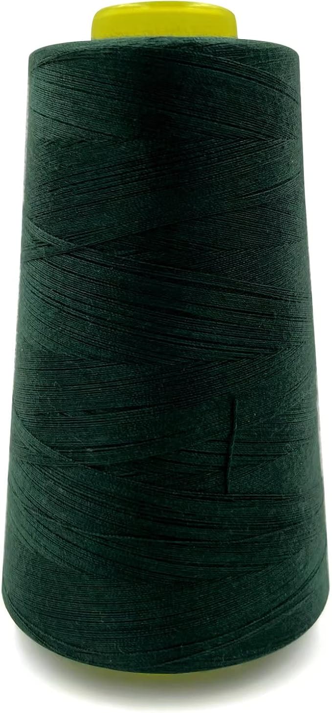 Tortoise 4 Cones of 3000 Yards Each Spool Thread for All Purpose, Serger, Overlock, Quilting, Sewing Machine - 40S/2 Dark Green 100% Polyester
