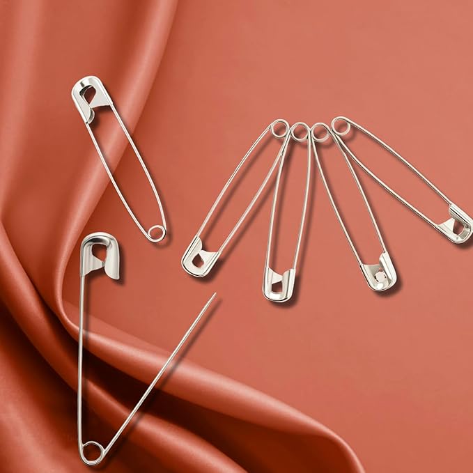 3Inch Extra Large Safety Pins - 100Pcs Heavy Duty Silver Nickel-Plated Steel - Bulk for Sewing, Crafts, Clothing, Decor & Clips