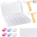 Epesl Embroidery Floss Organizer Box Tools - Bobbin Winder, 1 Removable 36 Compartments with 120 Floss Bobbins and Stickers for Craft DIY Cross Stitch Thread Sewing Bead Jewelry Diamonds Storage