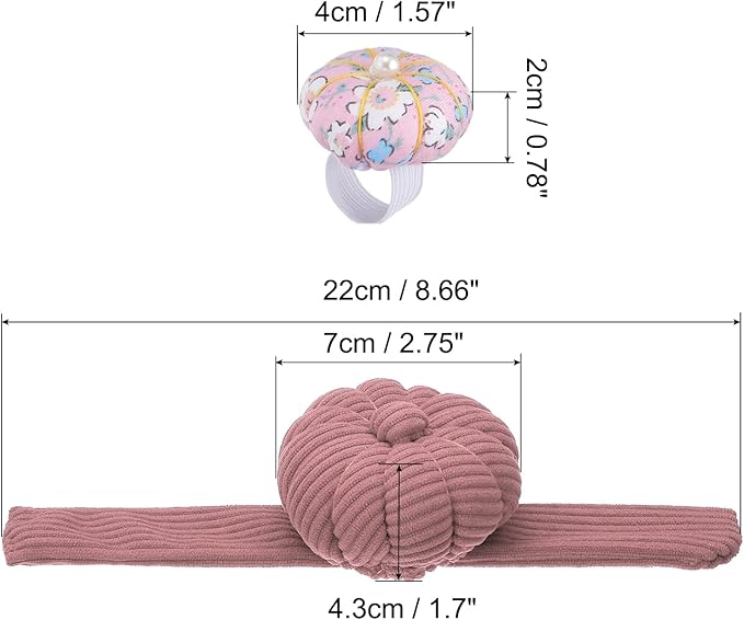 PATIKIL Wrist Pumpkin Pin Cushion, Snap Pin Cushion with Elastic Strap Ring Portable Embroidery Needle Pin Storage for Hand Craft Knitting, Pink