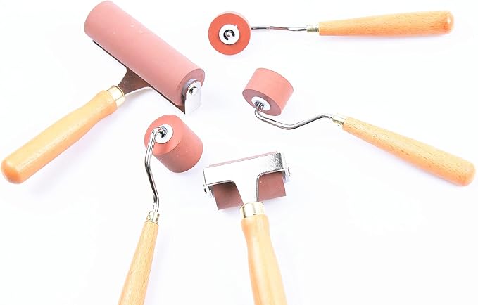 BANLTRE Rubber Brayer Roller for Printmaking, Ideal for Anti Skid Tape Construction Tools, Print,Craft Stamping Brayers for Wallpapers and Scrapbooks (0.4"+0.8"+1.18")
