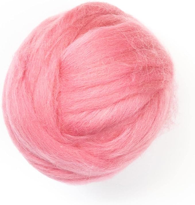 Kondoos Colored Natural Wool roving, 8 OZ. Best Wool for Needle Felting, Wet Felting, handcrafts and Spinning. (Wild Watermelon)
