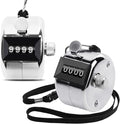 2 Pack Metal Hand Counter Four-Digit Counter with Nylon Lanyard Silver Counter Click Counter Handheld Click Counter Digital Counting