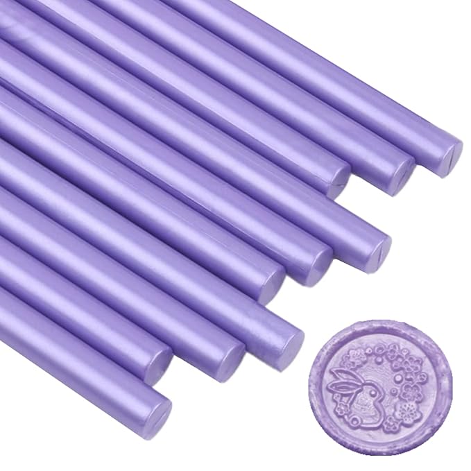Pearl Purple Wax Sealing Sticks - 10pcs for Glue Gun and Seal Stamp, Melting Wax for 0.43'' Glue Gun