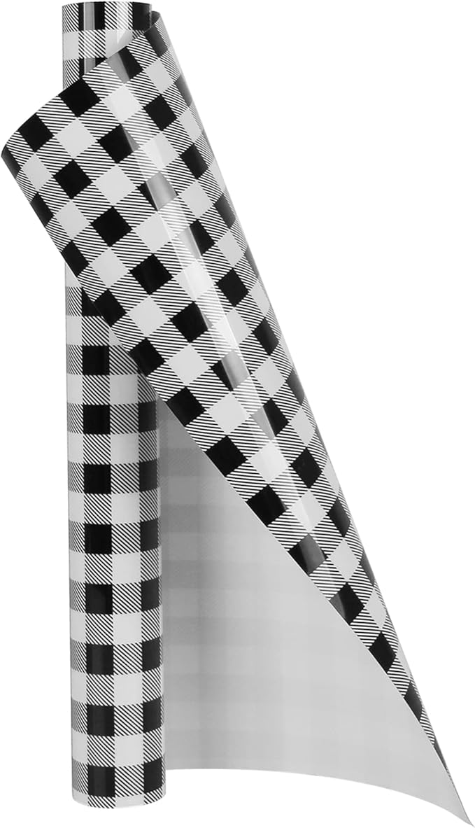 TORC Black White Buffalo Plaid HTV Vinyl 12 inch x 5 ft, Check Heat Transfer Vinyl Iron on Transfers for Christmas