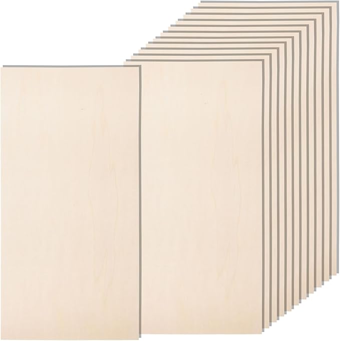 12 Pack 12 x 24 x 1/4 Inch-6mm Thick Basswood Sheets for Crafts Unfinished Plywood Sheets Rectangular Wood Panel Boards for DIY Laser Project, Wood Burning, Engraving, Architectural Models, Staining