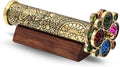 RII Handcrafted Etched Floral Pattern Lacquered Brass Kaleidoscope Includes Two Separate Turning Wheels-Unique Gift Ideas for Someone Special. (7"x1.25")