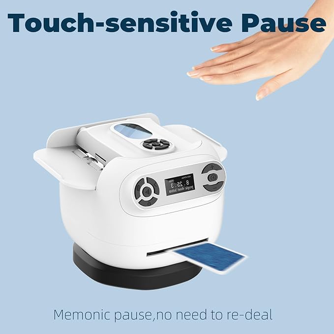 2025 Automatic Card Shuffler and Dealer Machine, 2-in-1 360°Rotating Card Dealer and Shuffler Machine, Super Quiet, Safer, Various Card Games for Home and Club-White