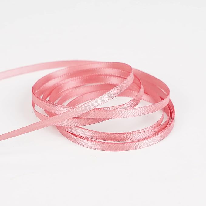 HUIHUANG 1/8 inch Blush Pink Satin Ribbon, 100 Yards Roll, Luxurious Double Face Satin, Polyester, Multi-purpose Occasions, Gift Wrapping, DIY Bows, Decoration, Sewing, Invitations