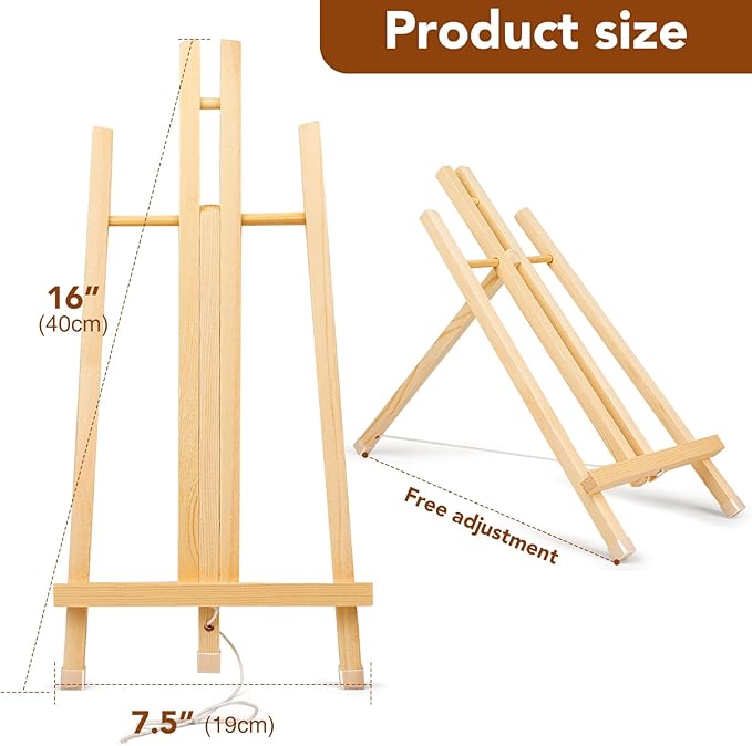 AROIC 8 Pack 15 Inch Wood Easels, Easel Stand for Painting Canvases, Art, and Crafts, Tripod, Painting Party Easel, Kids Student Table School Desktop, Portable Canvas Photo Picture Sign Holder.