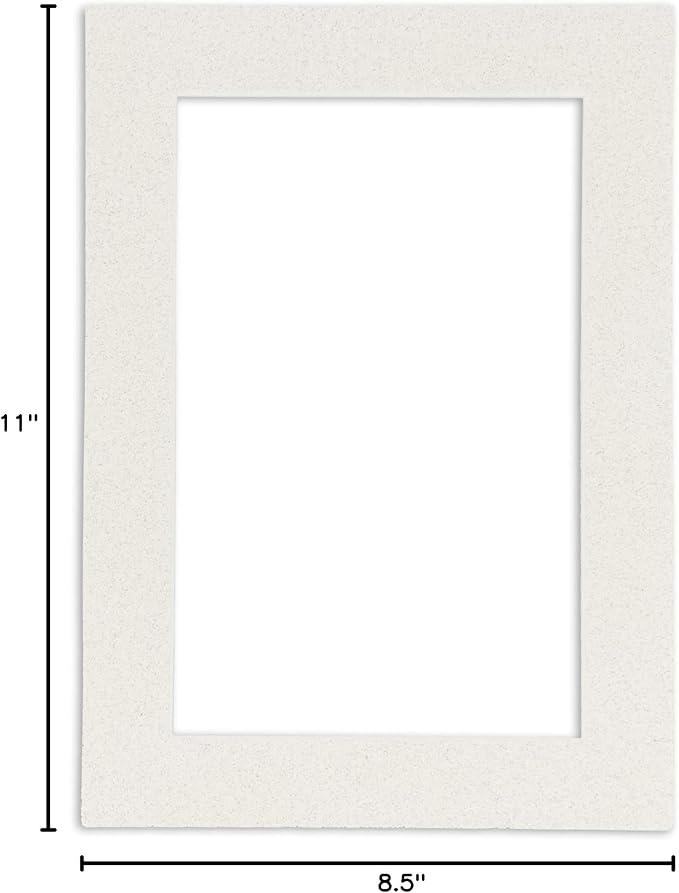 Pack of Ten Acid Free 8.5x11 Mats Bevel Cut for 7x9 Photos - Oyster Shell White Precut Matboards With Backing Boards and Self Seal Photo Mat Bags For Pictures, Photos, Framing - 4-ply Thickness