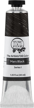 Tusc & Pine Artist Oil Paint - Mars Black, 40 ml, Non-Yellowing, Rich & Creamy Consistency, Maximum Pigment Load, Small Batch Milled Oil Paints Made in the USA for Professional Artists