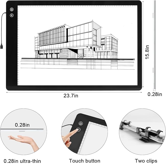 LUXJOYFUL A2 Large Rechargeable Light Box for Tracing,Diamond Painting Light Board 3 Color and stepless dimming,Built-in 5200mAh Battery,Ultra-Thin LED Light Pad for Drawing Vinyl Weeding Animation