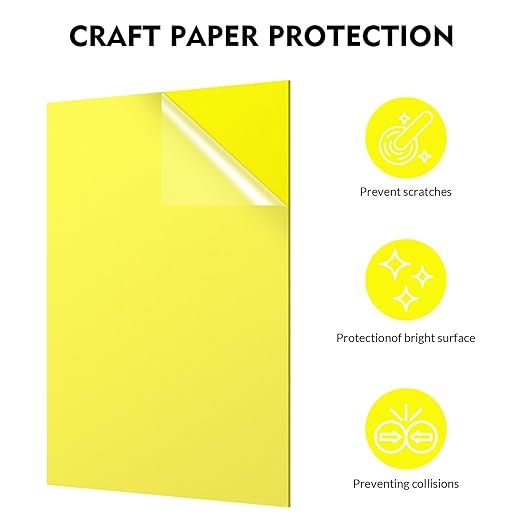 Laser Engraving Blank ABS Double Color Plastic Sheet, 11.8x6.49x0.05 inch Materials Double Color Plastic Sheet for Interior Signs, Badges, DIY Carving Pack of 12 (Yellow)