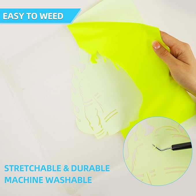 guangyintong HTV Heat Transfer Vinyl Bundle, 52 Pack 12" x 10" Iron on Vinyl for T-Shirt, 33 Assorted Colors Clossy Reflective and Fluorescent HTV Vinyl for All Cutting Machine Easy to Cut & Weed